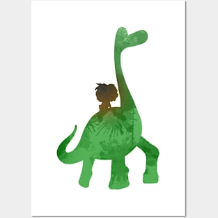 Boy and Dinosaur Inspired Silhouette Posters and Art